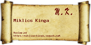 Miklics Kinga névjegykártya